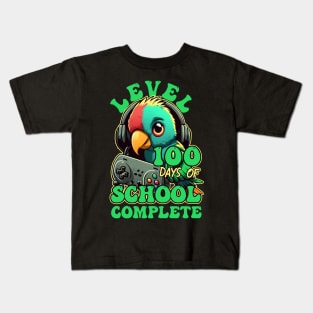 Level 100 Days Of School Complete Gamer Video Games Parrot Kids T-Shirt